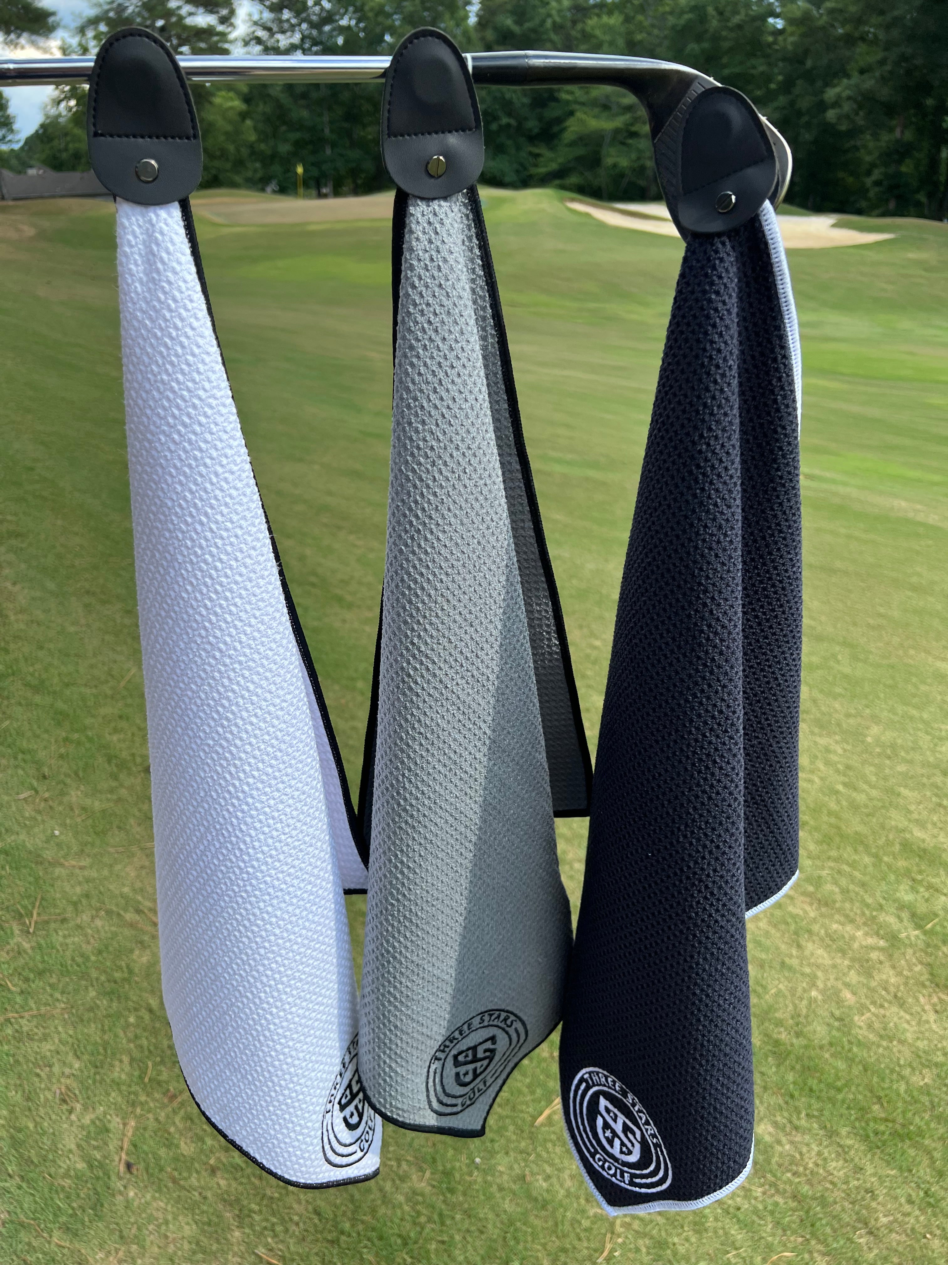 3SG  Magnetic Towel - White - Three Stars Golf