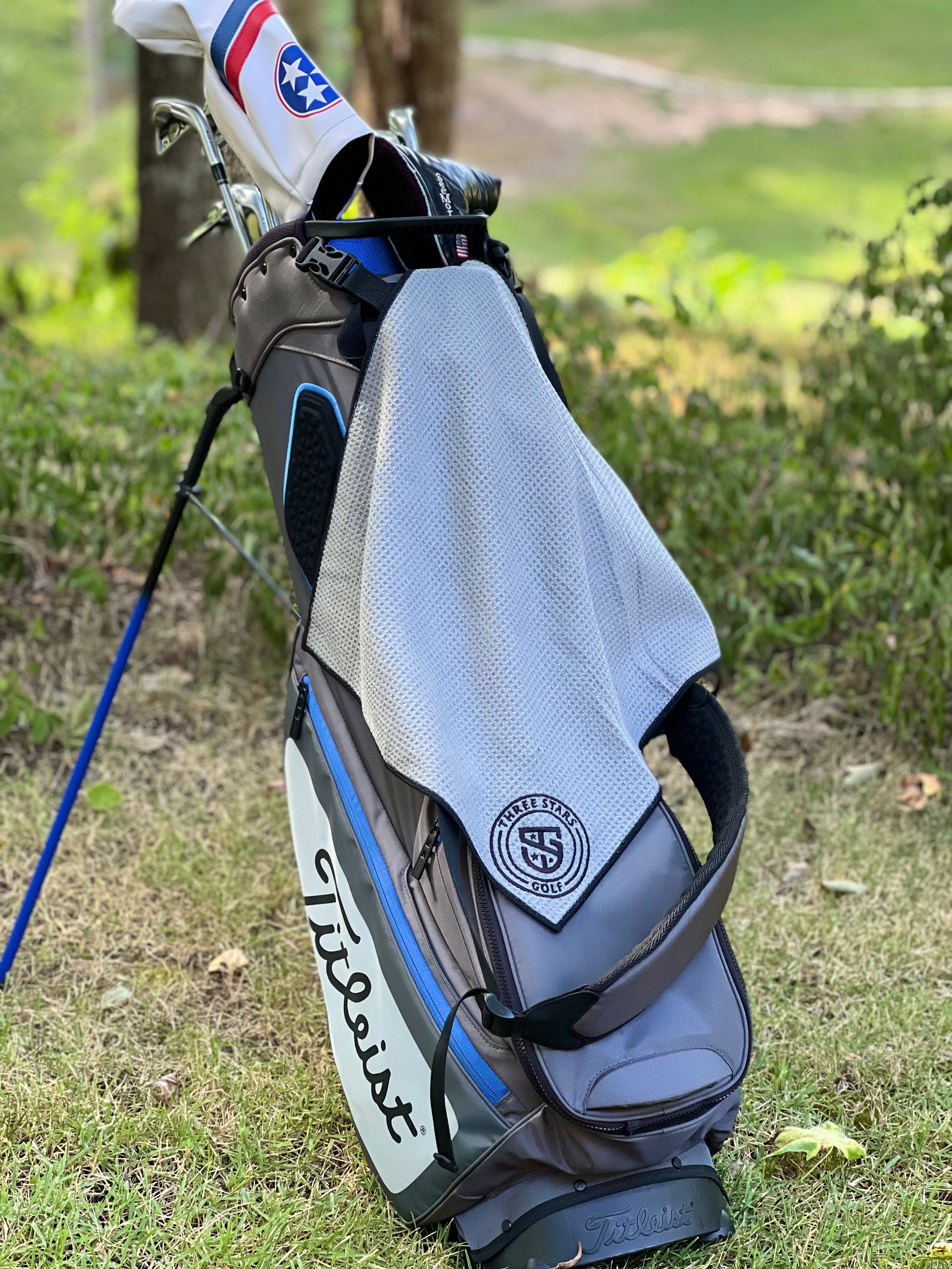 3SG  Magnetic Towel - Gray - Three Stars Golf