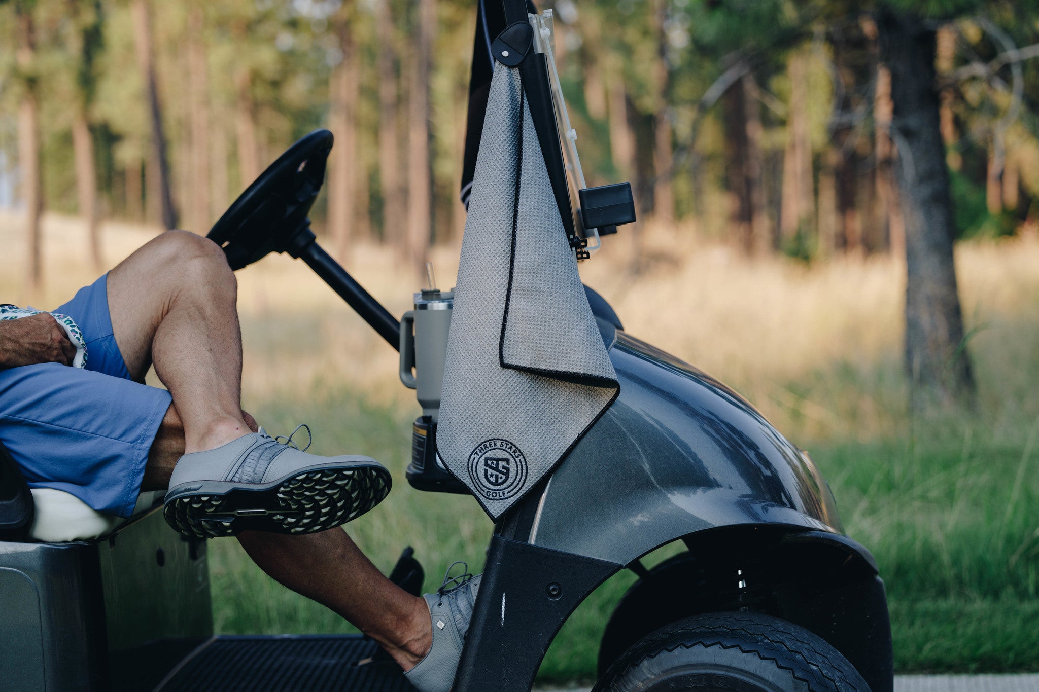 3SG  Magnetic Towel - Gray - Three Stars Golf