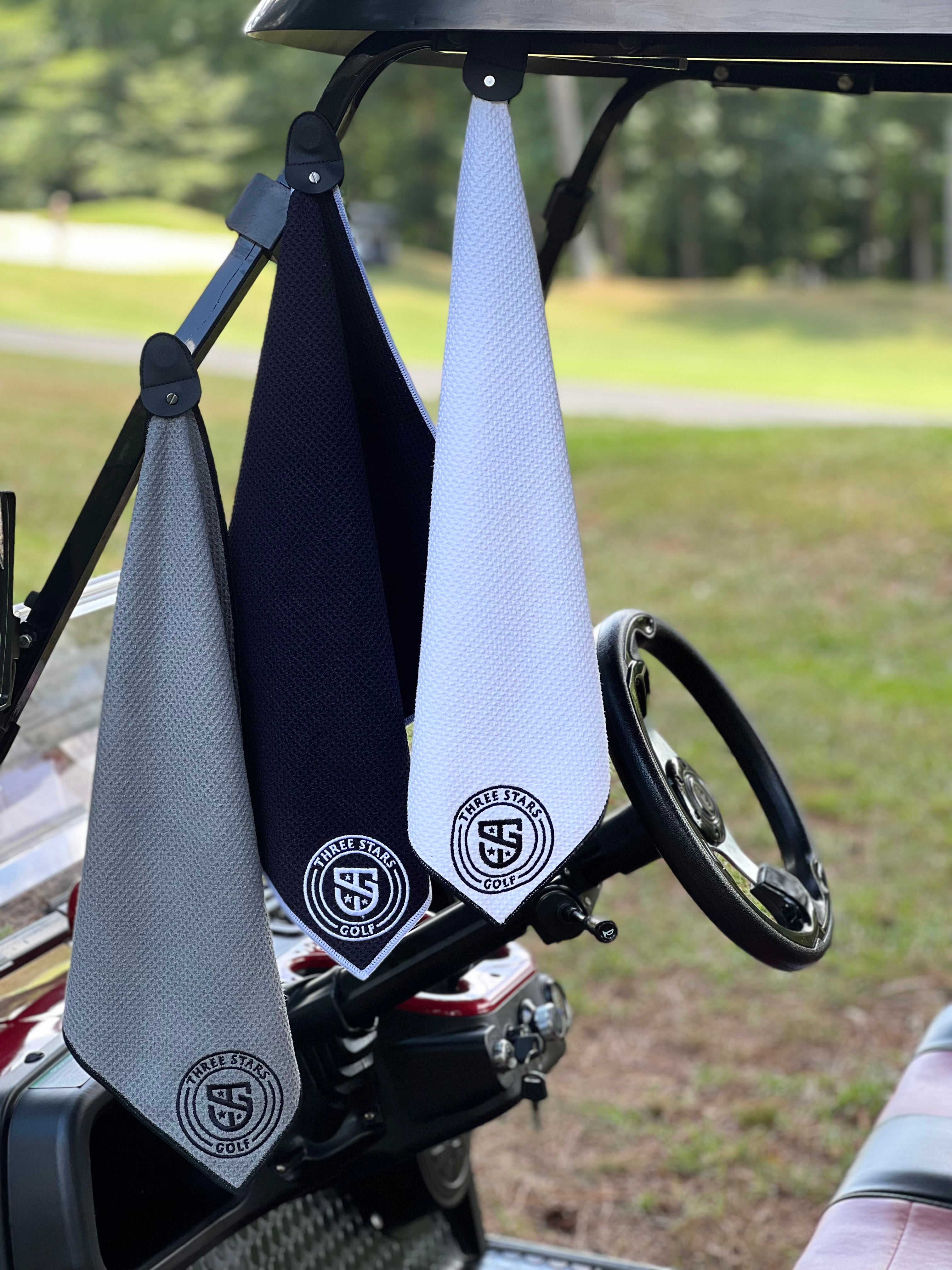 3SG  Magnetic Towel - White - Three Stars Golf